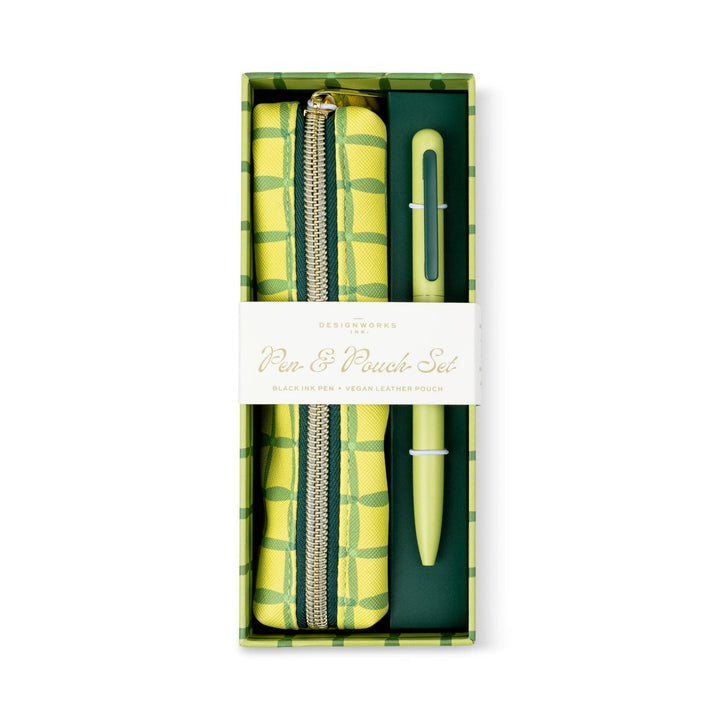 Green Lattice Pen & Pouch Set