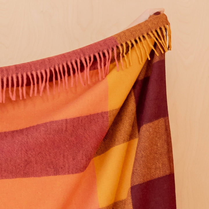 Recycled Wool Blanket in Ochre Bold Check