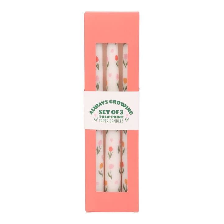 Set of 3 Tulip Print Taper Candles
