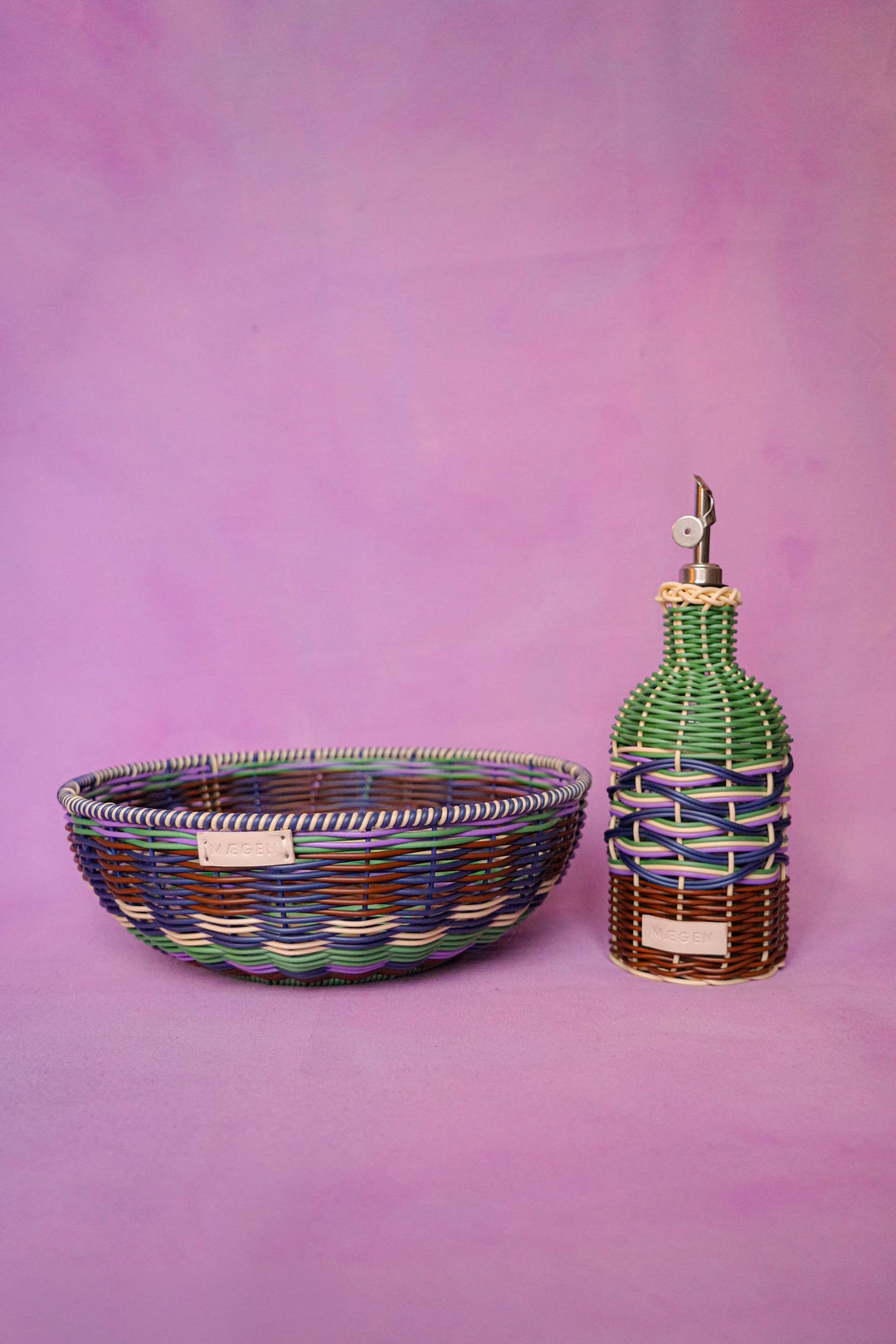 Woven Oil Pourer - Brown & Green