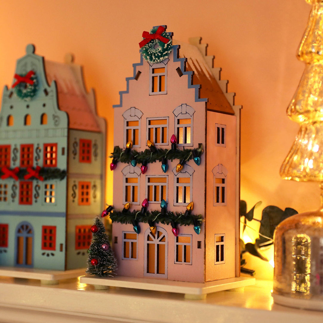 Lilac Festive Light Up House
