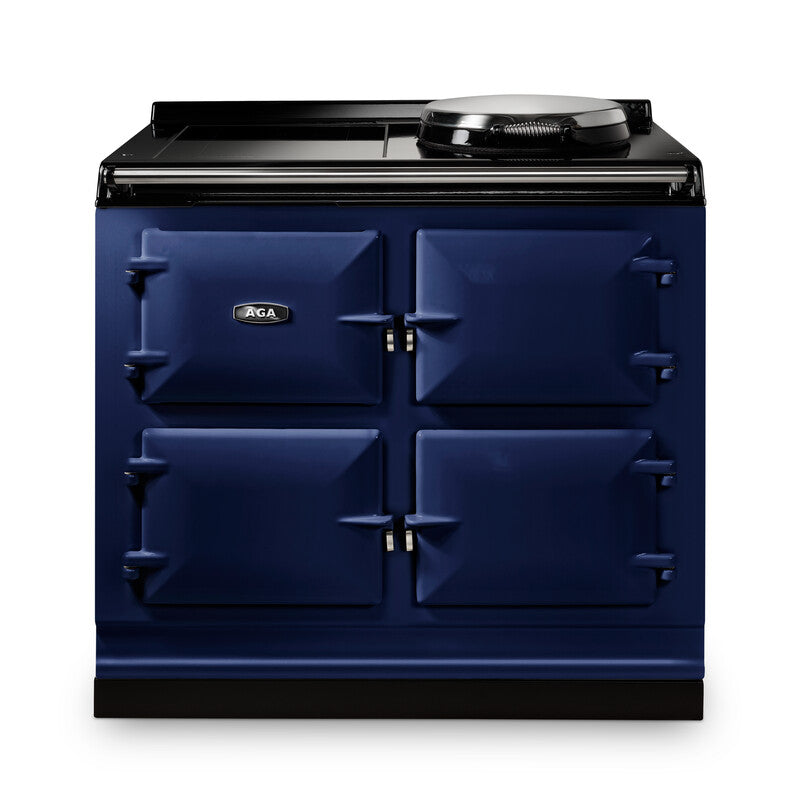 Dark Blue AGA eR7i Series 100 Electric with Induction Hob  range cooker on a white background