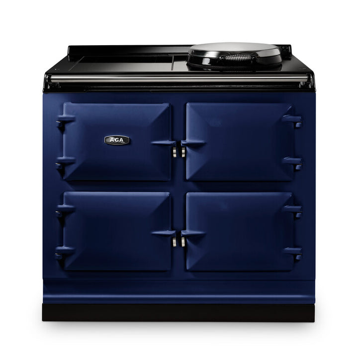 Dark Blue AGA eR7i Series 100 Electric with Induction Hob  range cooker on a white background