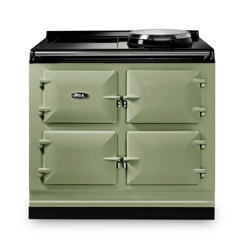 Olivine AGA eR7i Series 100 Electric with Induction Hob stove with black top on a white background