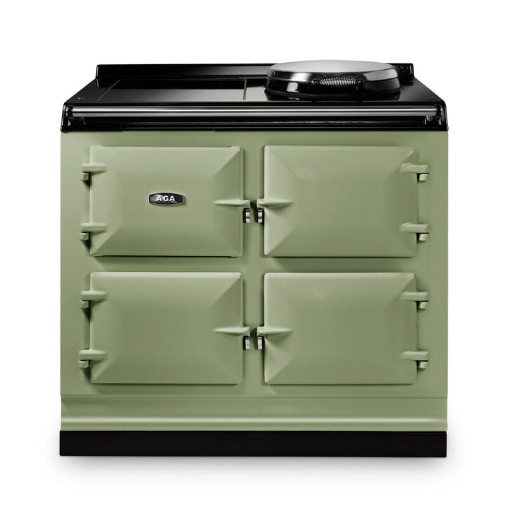 Olivine AGA eR7i Series 100 Electric with Induction Hob stove with black top on a white background