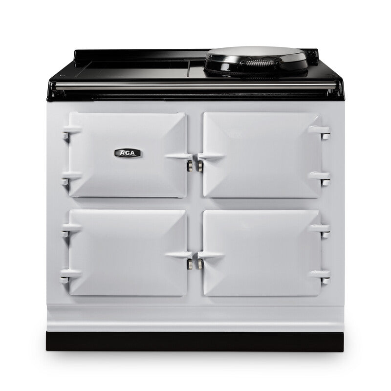 Pearl ashes AGA eR7i Series 100 Electric with Induction Hob stove with black top on a white background