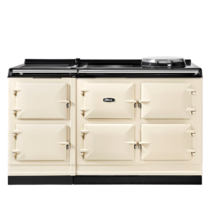 Linen AGA eR7i Series 150 Electric kitchen stove with black cooktop on a white background