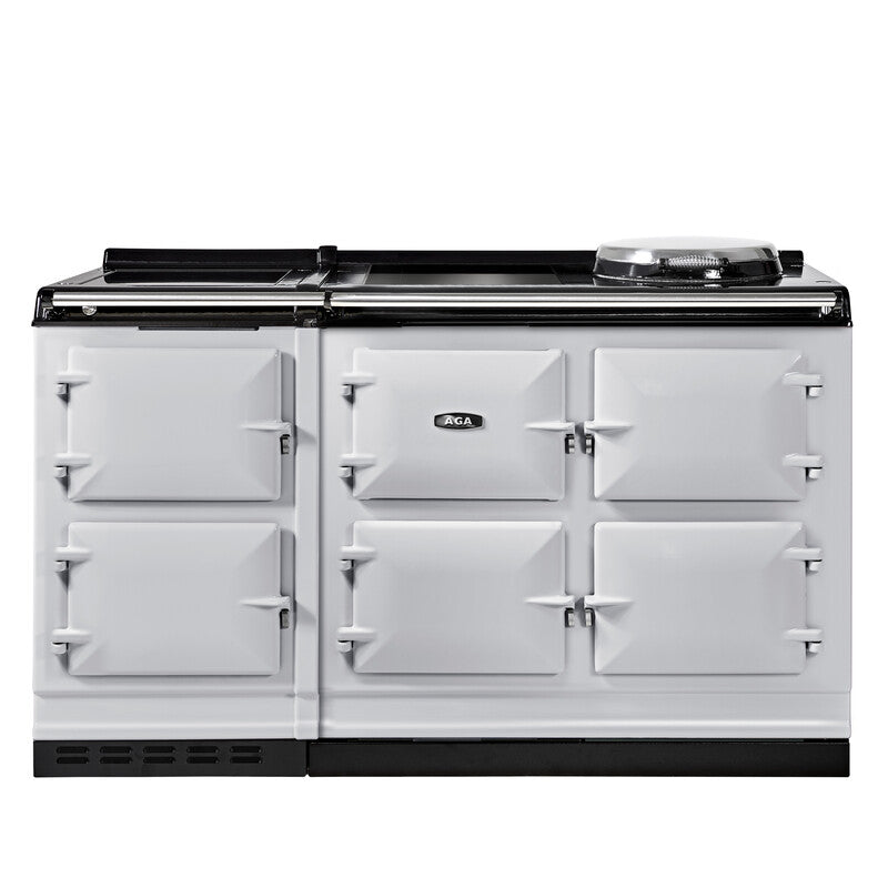 AGA eR7i Series 150 Electric  kitchen stove with black cooktop on a white background