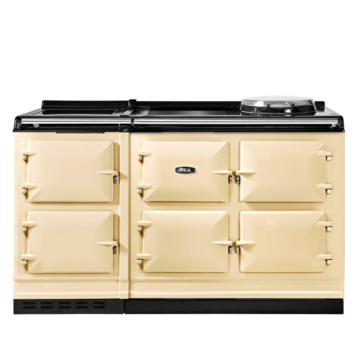 linen AGA eR7i Series 150 Electric oven with black cooktop on a white background