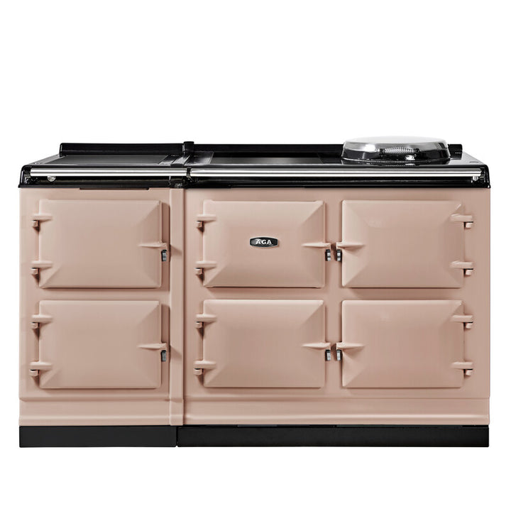 Blush AGA eR7i Series 150 Electric with Induction Hob + Warming Plate stove with black cooktop on a white background