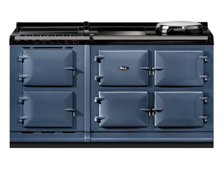 Dartmouth Blue AGA eR7i Series 150 Electric with Induction Hob + Warming Plate range cooker on a white background