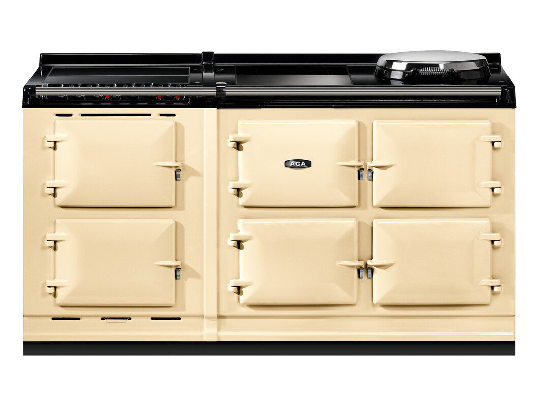 AGA eR7i Series 150 Electric with Induction Hob + Warming Plate linen range cooker Infront of white background