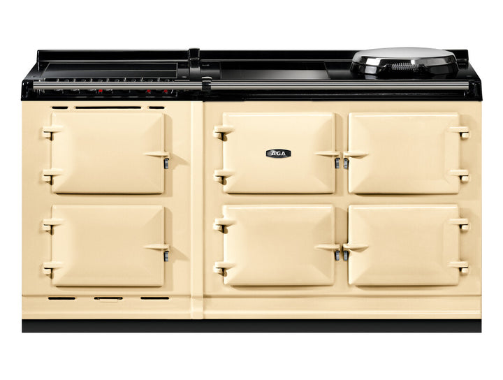 AGA eR7i Series 150 Electric with Induction Hob + Warming Plate linen range cooker Infront of white background