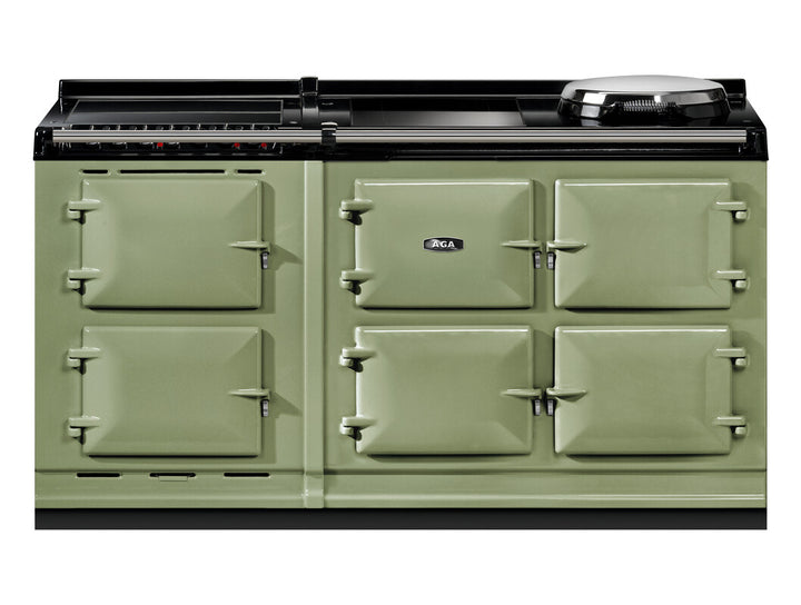 Olivine AGA eR7i Series 150 Electric with Induction Hob + Warming Plate range cooker on a white background