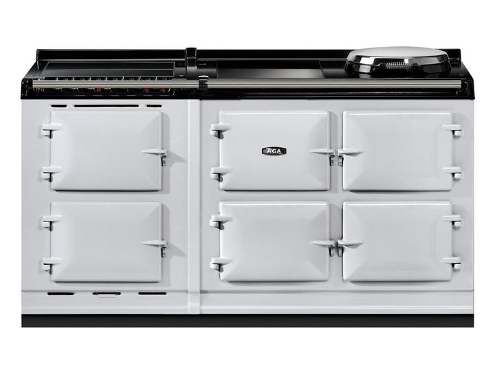 Pearl Ashes AGA eR7i Series 150 Electric with Induction Hob + Warming Plate AGA kitchen range cooker on a white background