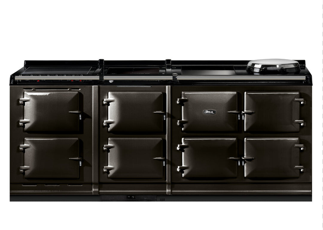 Black Aga er7i 210cm range cooker on a white background