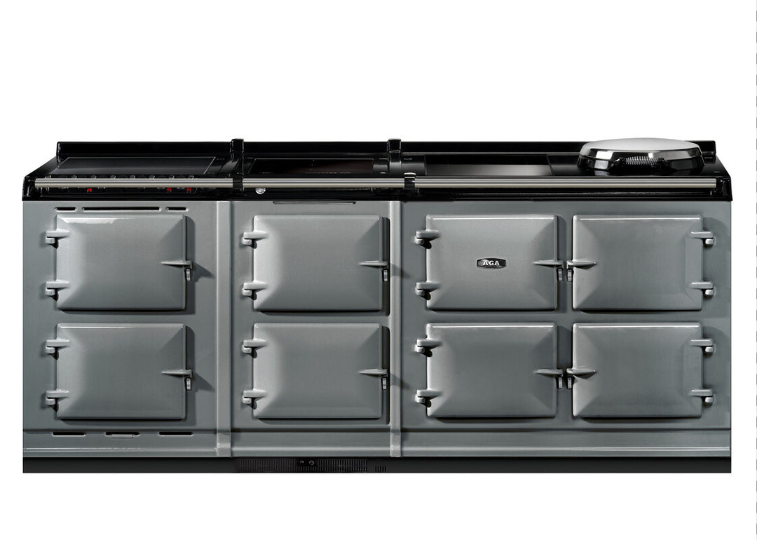 Grey Aga er7i 210cm range cooker on a white background