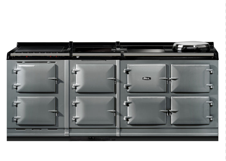 Grey Aga er7i 210cm range cooker on a white background