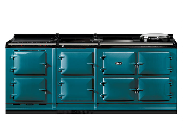 Salcombe Blue Aga range cooker on a white background