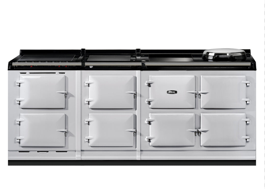 Grey Aga er7i 210cm range cooker on a white background