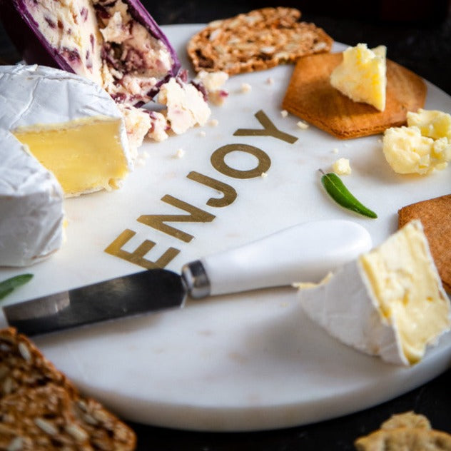 Artes Round White Marble Cheese Board