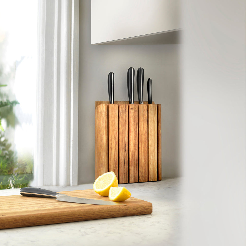 Robert Welch Book Oak Knife Block - product detail or lifestyle view; knives not included