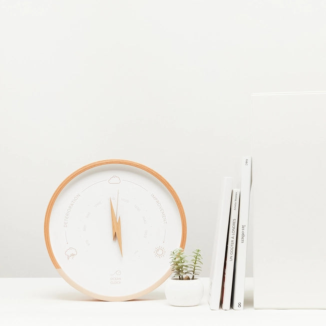 Beige and Ecru Wood Weather Barometer