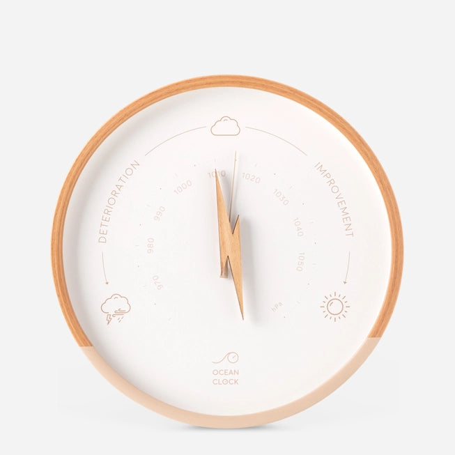 Beige and Ecru Wood Weather Barometer