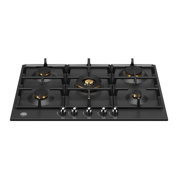 Bertazzoni gas hob with central wok p755cherne in black showcase image