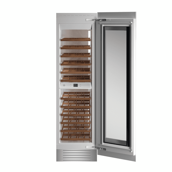 Bertazzoni professional series wine column refrigerator with door open 