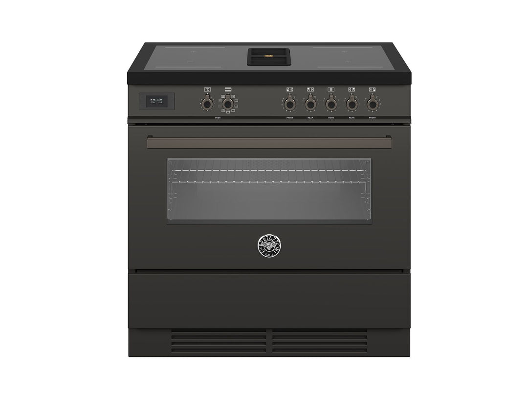 Bertazzoni air tec induction range cooker in carbonio