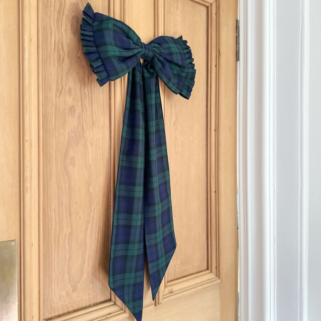 Giant Fabric Bow Decoration in Blackwatch Tartan