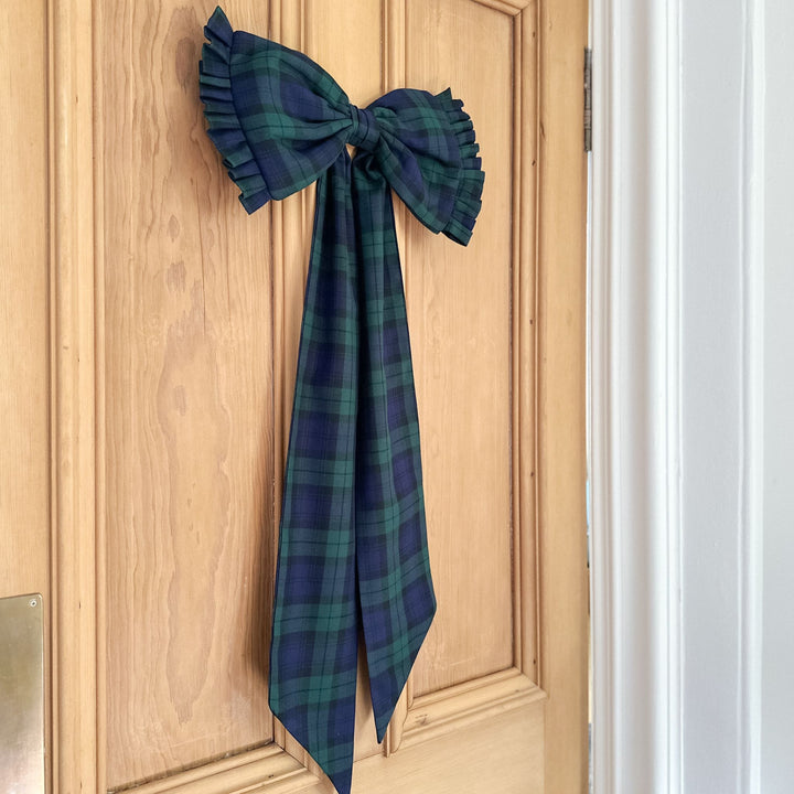 Giant Fabric Bow Decoration in Blackwatch Tartan