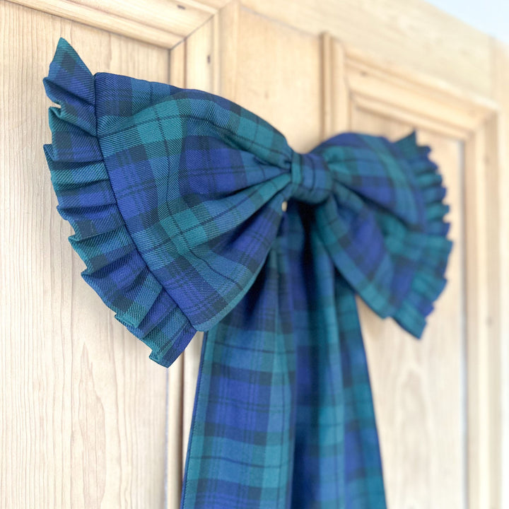 Giant Fabric Bow Decoration in Blackwatch Tartan