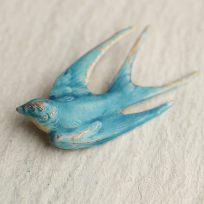 Blue Bird Swallow Brooch Pin