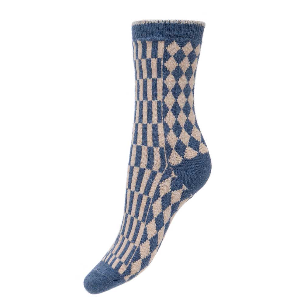 Blue Geometric Daisy Socks