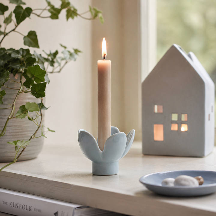 Blue Flower Candle Holder