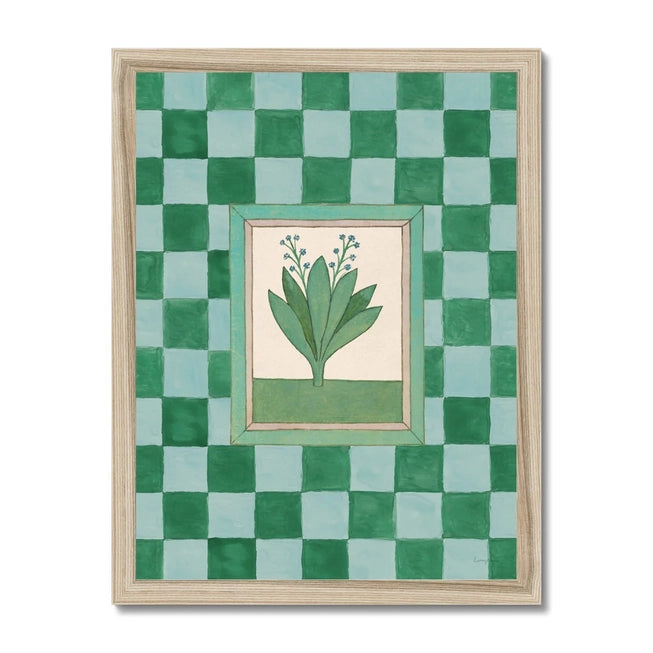 Book of Herbs Green Check Framed Print
