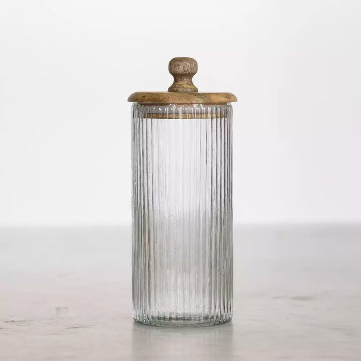 Ribbed Jar With Lid - Tall
