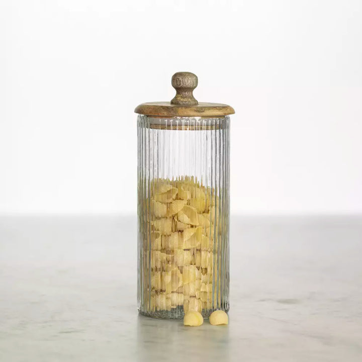 Ribbed Jar With Lid - Tall