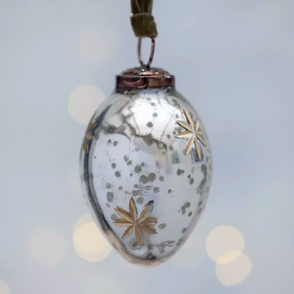 Oval Bauble with Gold Etched Stars
