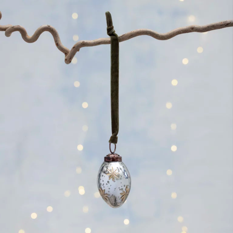 Oval Bauble with Gold Etched Stars