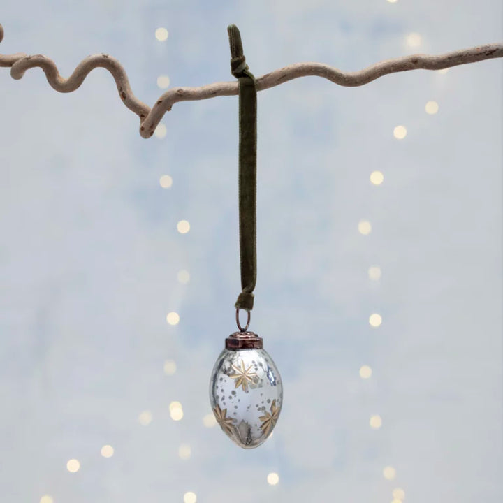 Oval Bauble with Gold Etched Stars