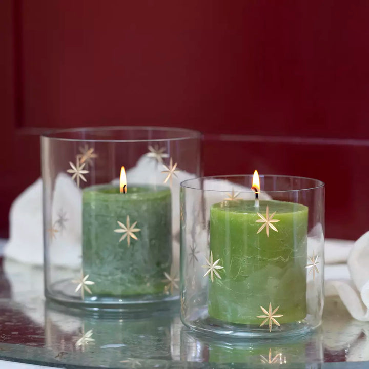 Clear Votive with Gold Etched Stars
