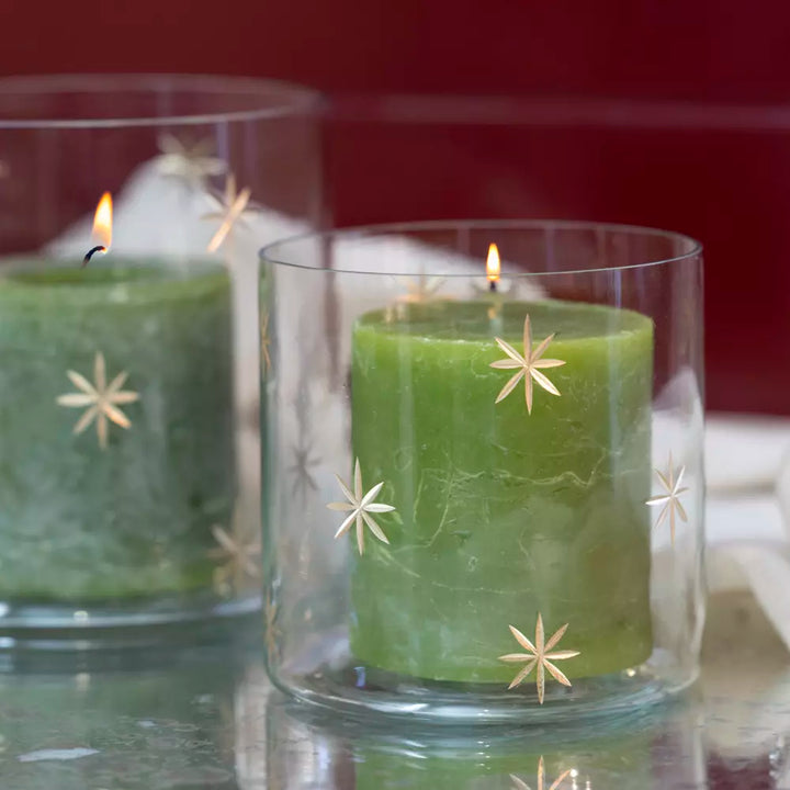 Clear Votive with Gold Etched Stars