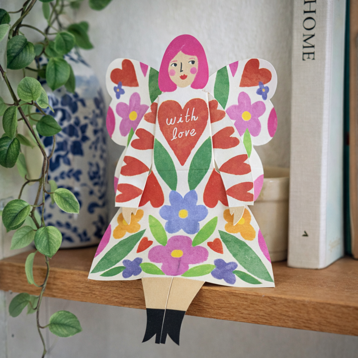 Butterfly Folk Woman Sitting Greeting Card