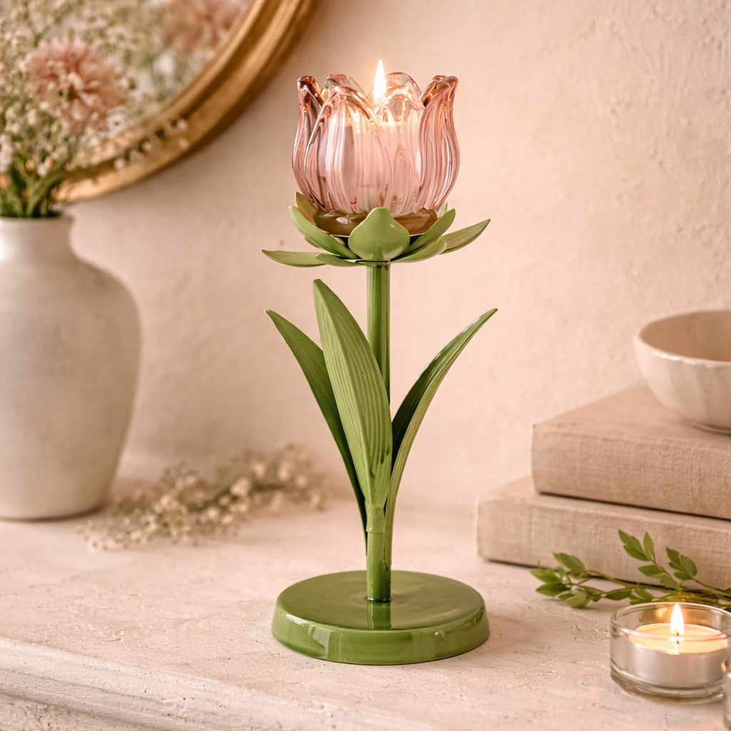 Pink Tulip T-Light Holder