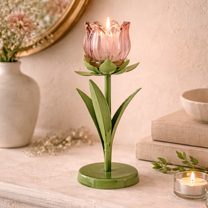 Pink Tulip T-Light Holder