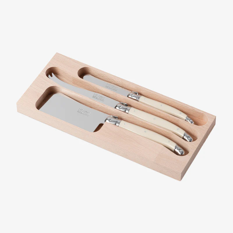 Cheese Knife, Cleaver & Butter Knife Set in Ivory