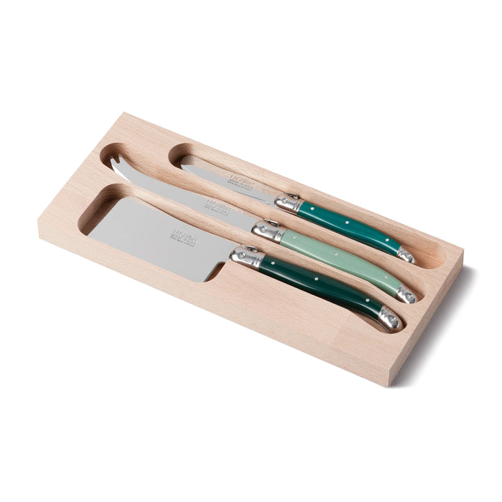 Cheese Knife, Cleaver & Butter Knife Set in Green